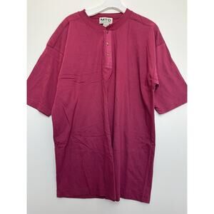 MTO International Vintage Men’s Henley Shirt Short Sleeve 100% Cotton Size Large